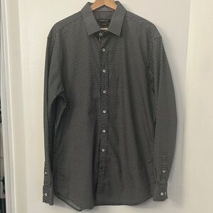 Bugatchi Black and White Geometric Shirt